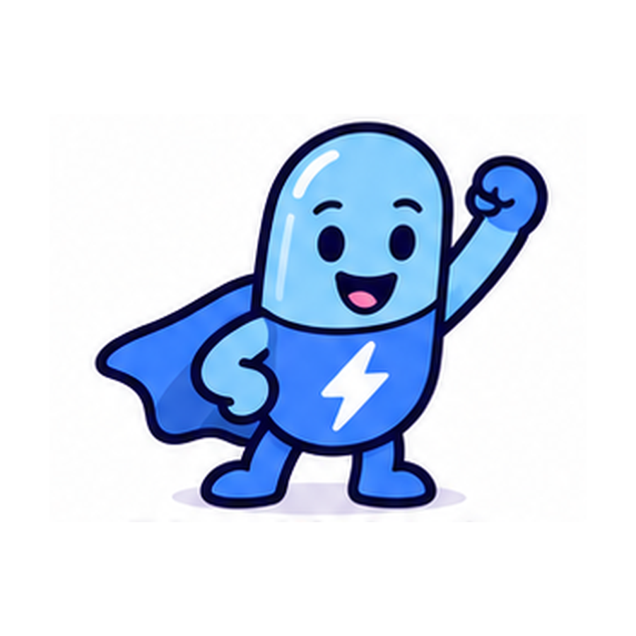 Blue Lightning mascot for Sildenafil tablets